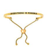 Intuitions Stainless Steel EVERYTHING IS POSSIBLE Diamond Accent Adjustable Bracelet fine designer jewelry for men and women